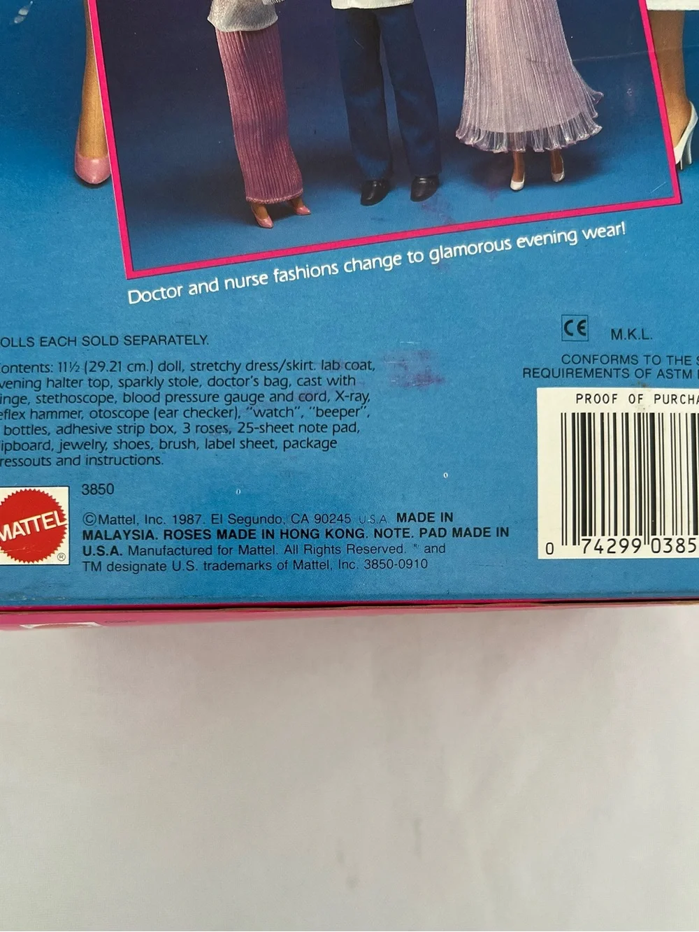 Vintage 1987 Doctor Barbie in White Coat with Pink Dress